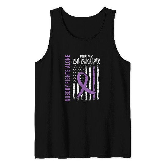 Purple Great Granddaughter Epilepsy Awareness American Flag Tank Tops