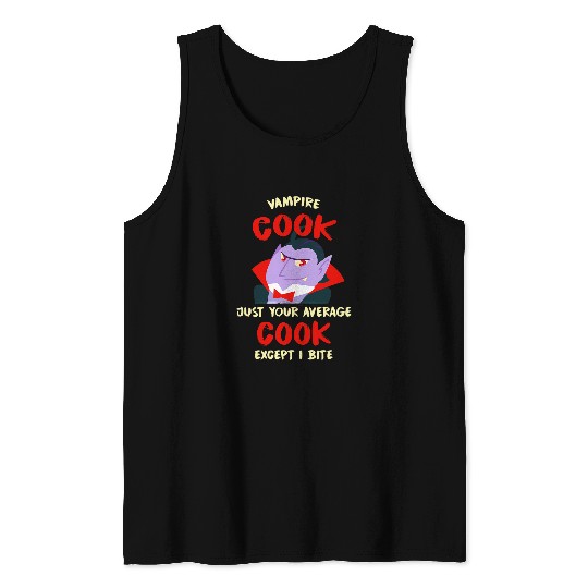 Vampire Cook Halloween Chef Scary Cooker Blood Sucker Tank Tops
