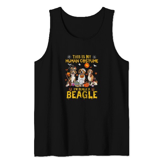 This Is My Human Costume Im Really a Beagle Halloween Tank Tops