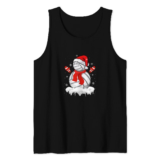 Volleyball Snowman Funny Christmas Tank Tops