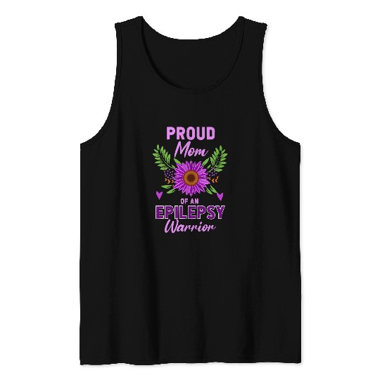Proud Mom Purple Flower Warrior Children Epilepsy Awareness Tank Tops