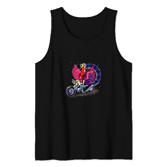 Turkey Riding Dirt Bike Thanksgiving Day Cool Motorcycle Tank Tops