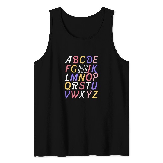 Back To School Hi Alphabet Letters Funny Pre K Kindergarten 8 Tank Tops