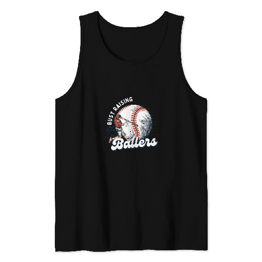 vintages Busy Raising Ballers Funny Graphic Boy Baseball Tank Tops