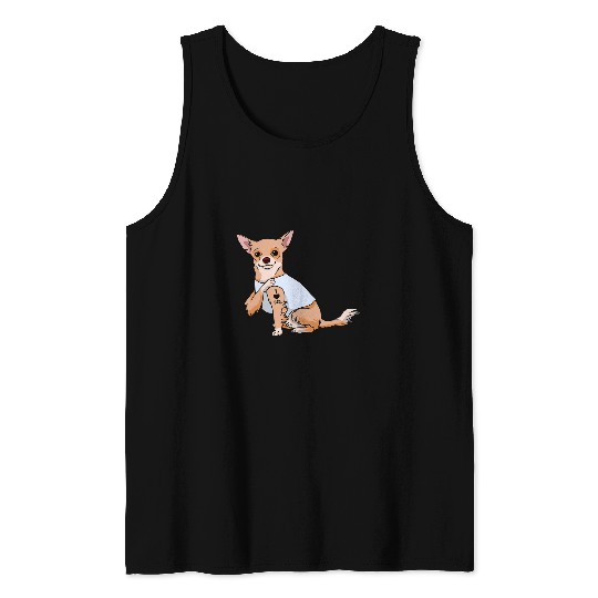 Mens I Love Dad Tattoo Funny Chihuahua Dog Fathers Day Tank Tops