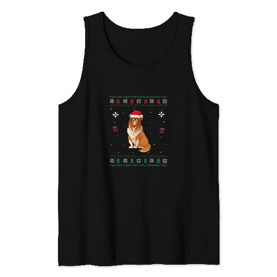 Ugly xmass Sweater Style Matching Rough Collie Dog Christmas Tank Tops