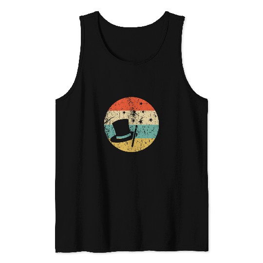 Top Hat Magic Wand Icon Retro Magician Tank Tops