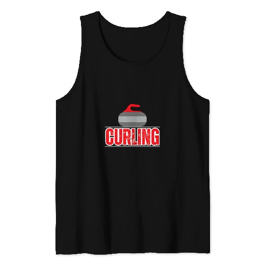 vintages Retro Curling Stone Player Coachs Funny Curling Tank Tops