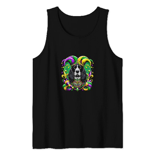Mardi Gras English Springer Spaniel Dog Jester 1 Tank Tops