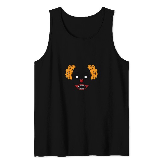 Scary Clown Empty Face with Yellow Hair and Spooky Mouth Tank Tops