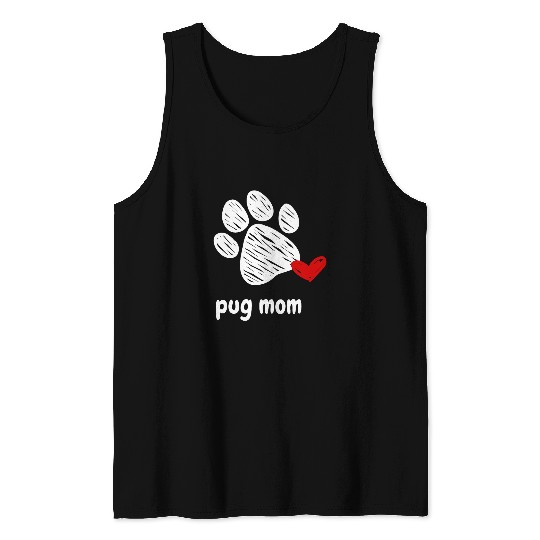 Pug Mom Dog Lover Puppy Mom Pug Dog Breed Mom Tank Tops