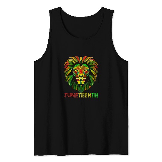 JUNETEENTH Lion Black History King Freeish African American Tank Tops