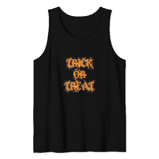 Trick or Treat Halloween Distressed Graffiti Lazy Costume Tank Tops
