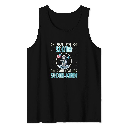 Sloth Astronaut Moon Landing Tee 2Cosmic Adventure Apparel Tank Tops