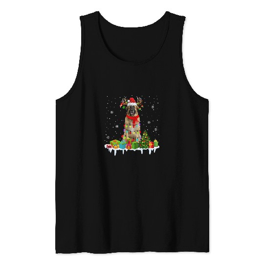 xmass Leonberger Christmas Lights Santa Reindeer Dog Tank Tops