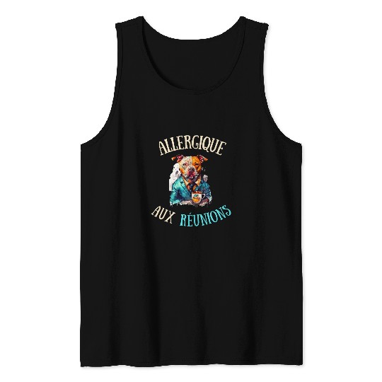 Work Break Coffee Pause Angry Pitbull Monday Morning Humorous Tank Tops