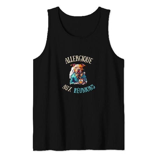 Work Break Coffee Pause Angry Pitbull Monday Morning Humorous Tank Tops