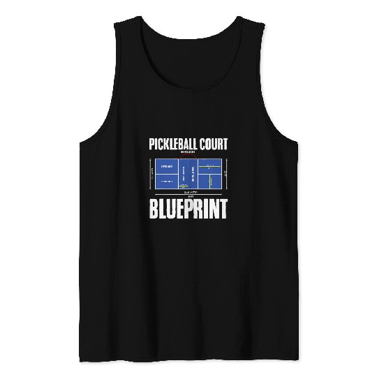 Pickleball Court Blueprint Sport Pickleball Players Coach Tank Tops