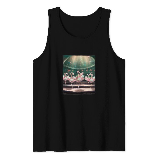 Womens Flamingo Ballerina Tank Tops