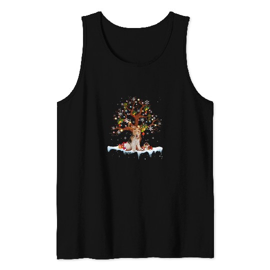 Wire Fox Terrier Reindeer Costume Christmas Ornaments Tank Tops