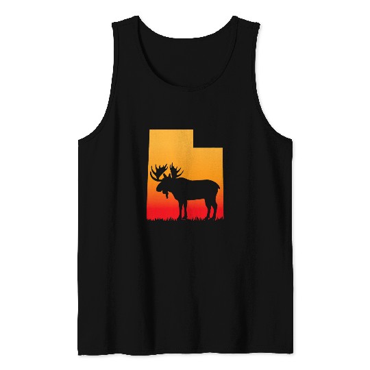 Moose or shed antler Hunting Utah Map art Hunter Tank Tops