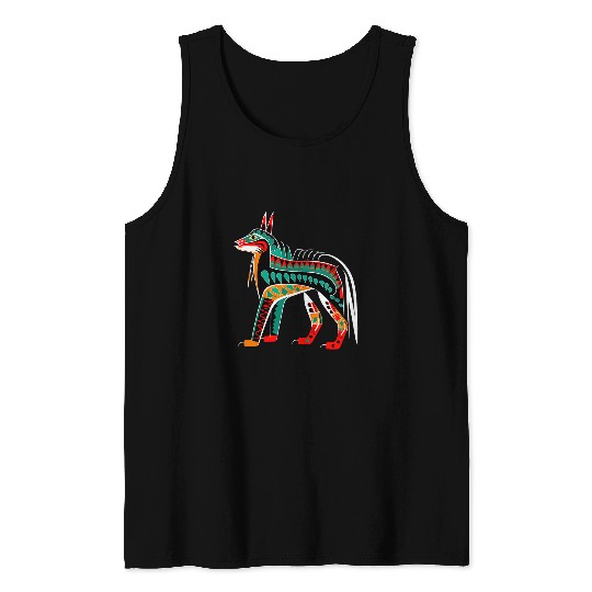 wolfs in Pacific Northwest Coast Native American Tribal Style Tank Tops