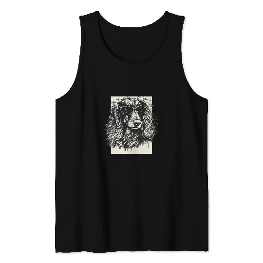 Long Haired Dachshund Cool Dog Funny Art Sketch Tank Tops