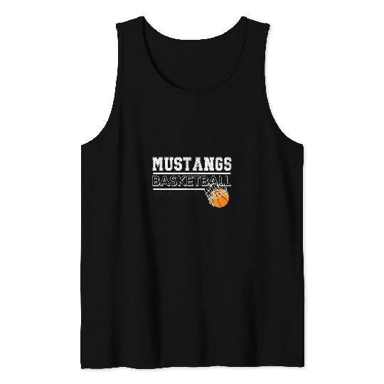 Mustangs School Spirit Sports Basketball School Teacher Tank Tops