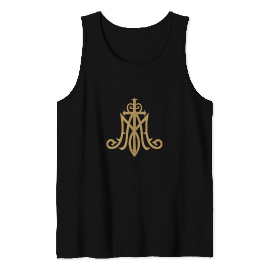 Virgin Mary Insignia Ave Maria Monogram Catholic Tank Tops