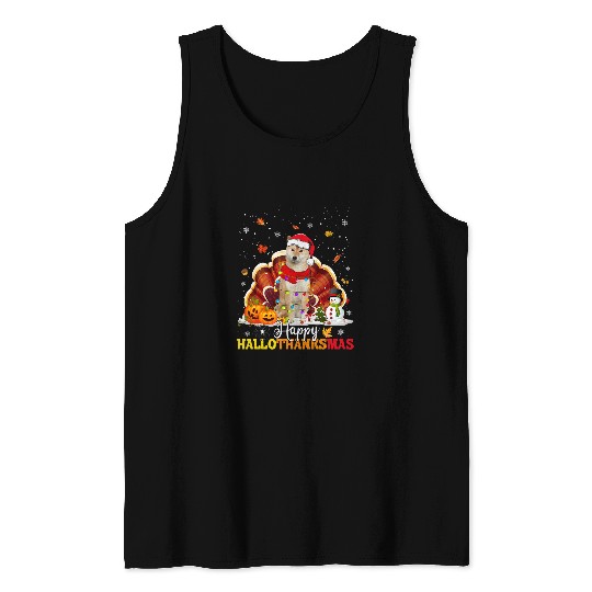 Dog Shiba Inu Hallothanksmas Halloween Thanksgiving Tank Tops