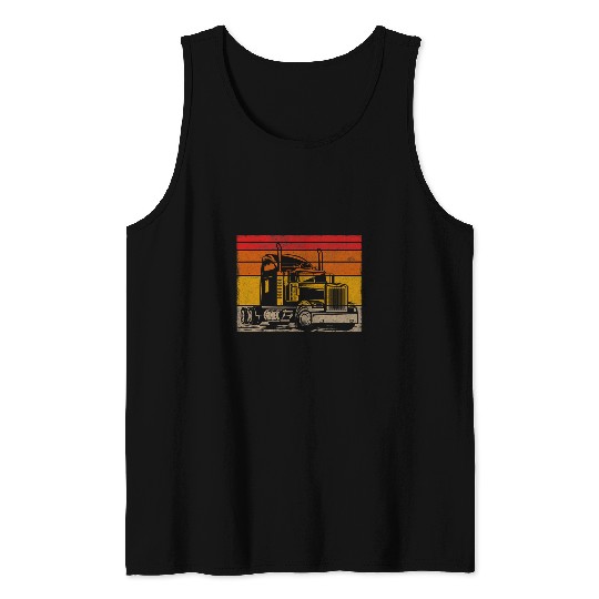 Truck Driver Trucker Trucking vintages 18 Wheeler Semi Truck Tank Tops