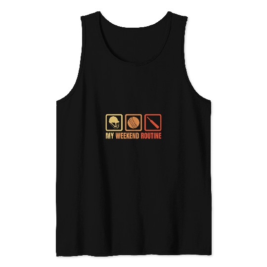 My Weekend Routine Batsman BatandBall Game Tank Tops