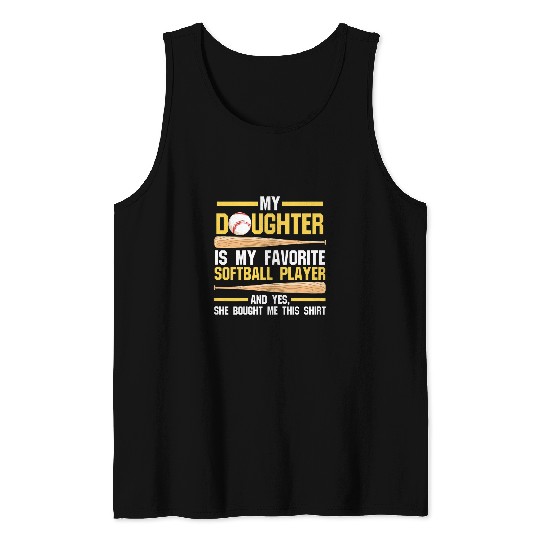 Womens my daughter is my favorite softball player Softball Mom 1 Tank Tops