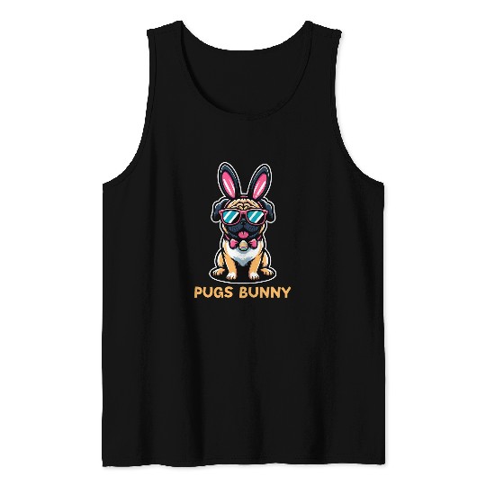 Pugs Bunny Happy Easter Puggy Pug Lover Easter Bunny Dog 5 Tank Tops