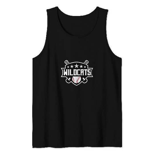 Wildcats Baseball Sports Game Day Spirit Print Stars Mom Dad Tank Tops