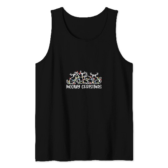 Meowy Christmas Cat Lover Women Men Kids Girls xmass Cat Tank Tops