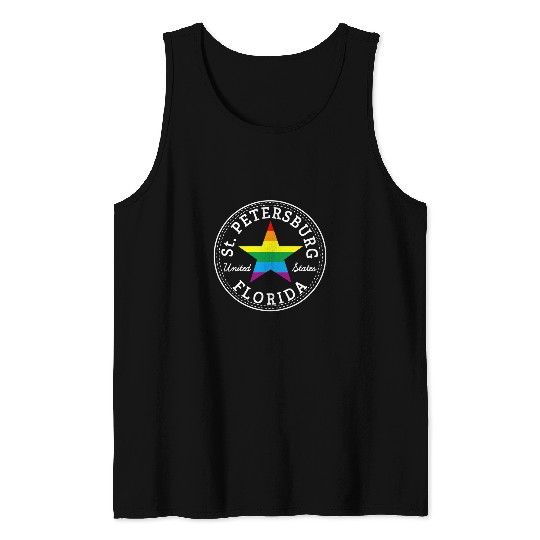 St  Petersburg Florida Beach Surf USA Rainbow holiday LGBTQ Tank Tops
