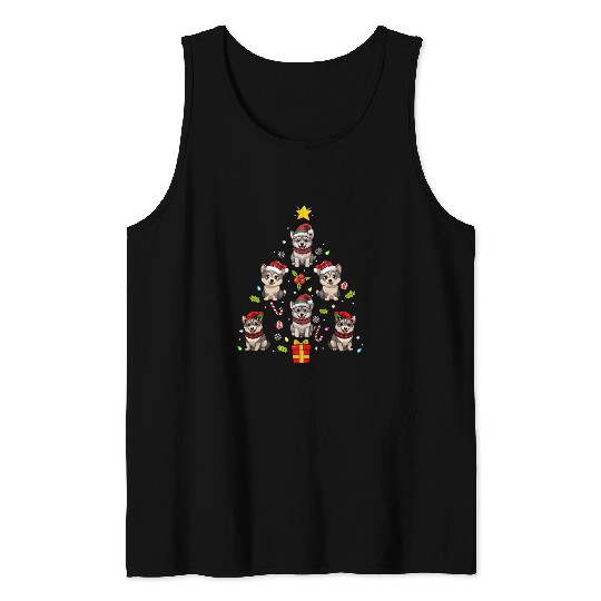 Norwegian Elkhound Merry Christmas Tree Dog Ornament Tank Tops
