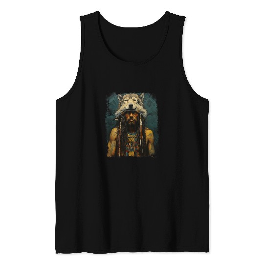 wolfs Native American Man Tank Tops