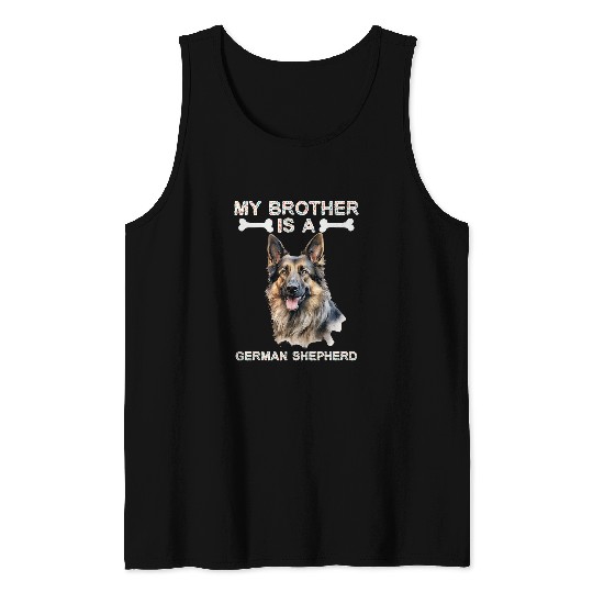 My Brother Is A German Shepherd Dog Tails and Treats Family Tank Tops