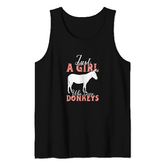 Just Girl Who Loves Donkeys Animal Lover Women Donkey Design Tank Tops