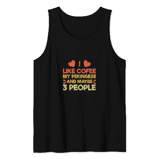 vintages Pet Dog Lover Owner Like Coffee Love Pekingese Tank Tops