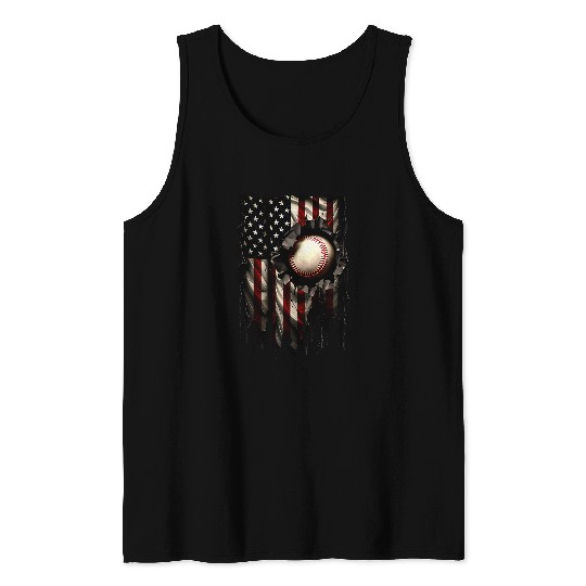 Patriotic Baseball 4th Of July Men USA American Flag Boys 3 Tank Tops