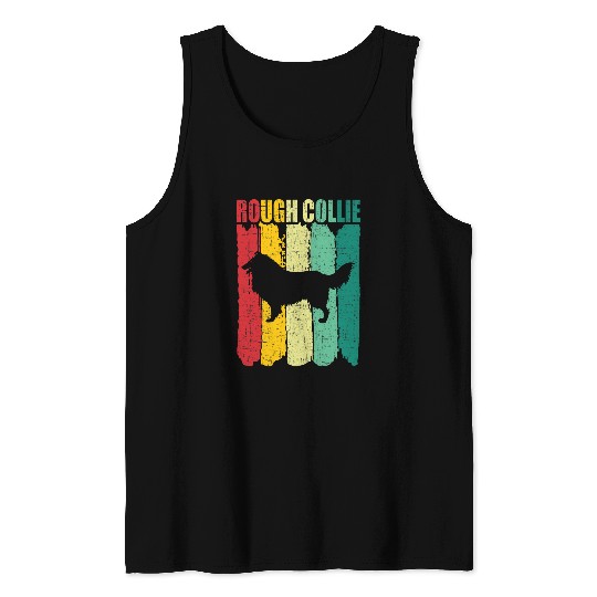 Rough Collie Retro vintages 70s 80s Style 1 Tank Tops