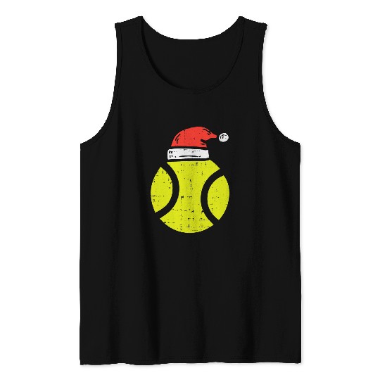Tennis Ball Santa Hat Christmas xmass Sport Player Coachs PJ Tank Tops