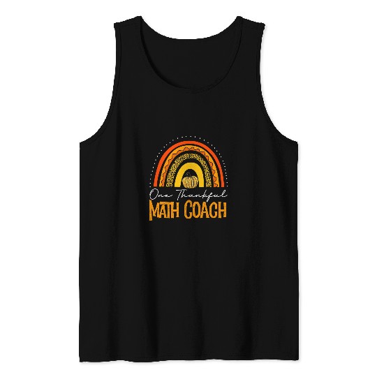 Thanksgiving Leopard One thankful Math Coachs Funny Rainbow Tank Tops