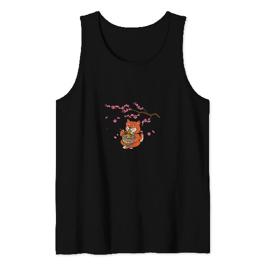 Dog Shiba Inu Japanese Dog Blossom Sakura Flower Festival Tank Tops