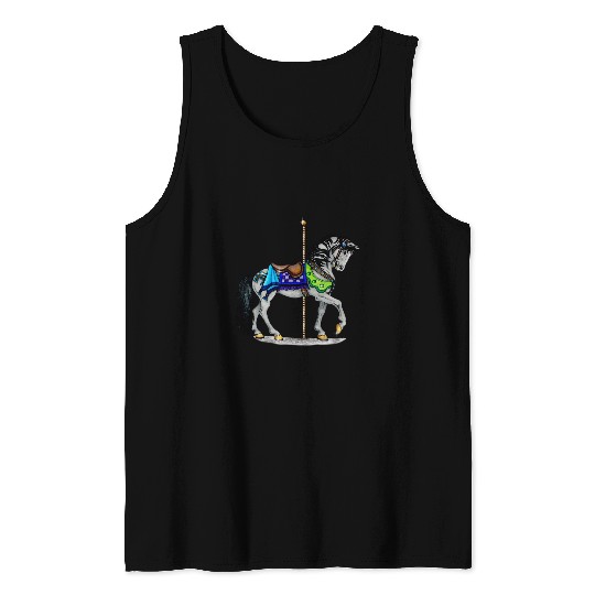 White Carousel Horse Tank Tops