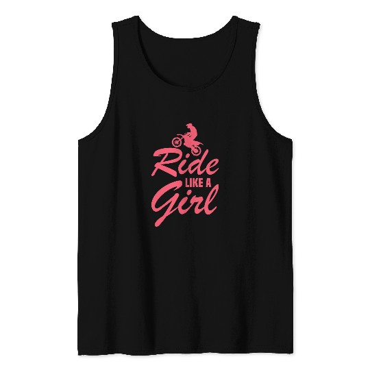 Womens Ride like a Girl Dirt Bike Motorcycle Tank Tops