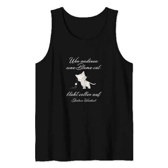 Womens Cat Garden Gardener Wisdom Flower Funny Saying Tank Tops
